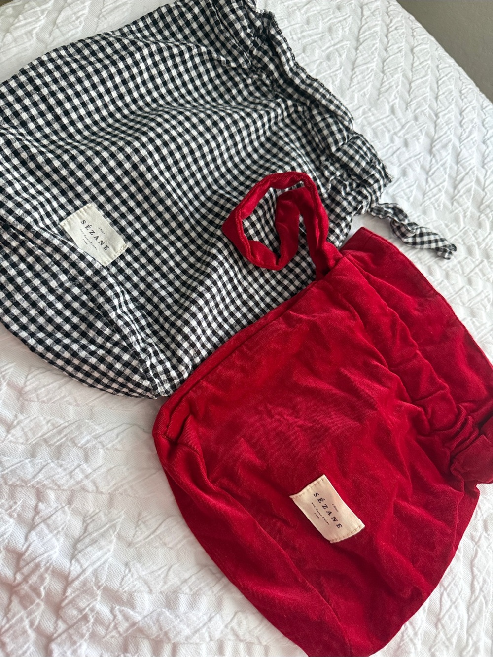 Sezane drawstring travel bags